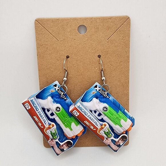 Mini-Brands Toys "X Shot Micro Fast-Fill" Stainless Steel Fishhook Earrings - Picture 2 of 3